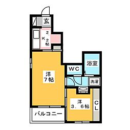 ベル・エスポワール 1Kの間取図画像