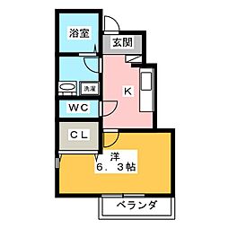リーブルマレ 1Kの間取図画像