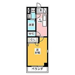 セレッソ瑞穂 1Kの間取図画像