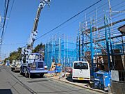 見通しのいい前面道路は車庫入れもしやすい5.5ｍです。（3/24撮影）