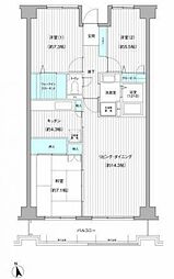 ウォームライトレジデンス1号棟 3LDKの間取図画像