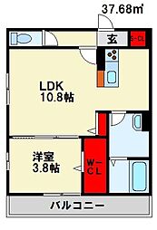 D-room高須南 1LDKの間取図画像