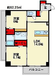 TGボナール浅川台B棟 2LDKの間取図画像