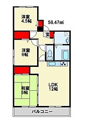 サンヒルズ八千代 3LDKの間取図画像