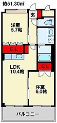 さくら館 2LDKの間取図画像