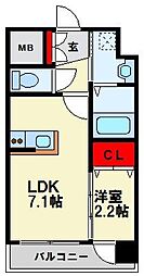 YSP八幡 1LDKの間取図画像