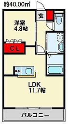 ラピュタ2 1LDKの間取図画像