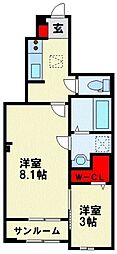 フラワーヒルズ2 2Kの間取図画像