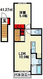 ソレイユ本城 1LDKの間取図画像