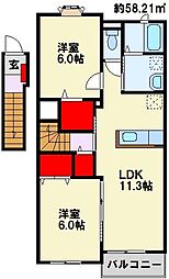 ハーバーS 2LDKの間取図画像