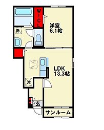 OngaCity 1 1LDKの間取図画像