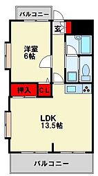 ライオンズマンション黒崎 1LDKの間取図画像