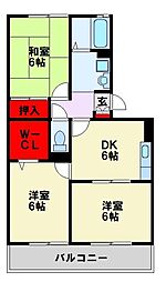 パストラル京良城 3DKの間取図画像