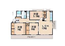 ライジング関戸 3LDKの間取図画像