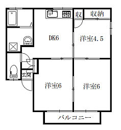 プリシェール北川 3DKの間取図画像