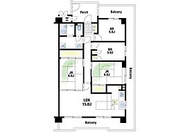 朝日プラザ高槻ウエストヒルズA棟 4LDKの間取図画像