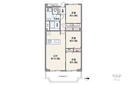 逆瀬川グリーンハイツD棟 3LDKの間取図画像