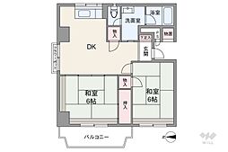 ローレルハイツ宝塚2号棟 2DKの間取図画像