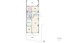 逆瀬川グランドビューハイツ 2LDKの間取図画像