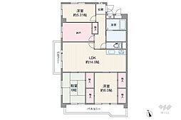 逆瀬川パーク・マンション 3LDKの間取図画像
