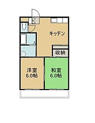 メゾン・ドゥ・エレガンス六反田 2DKの間取図画像