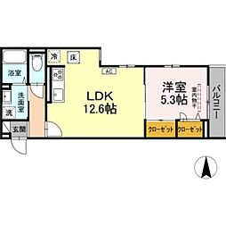 JR南武線 宿河原駅 徒歩11分の賃貸アパート 1階1LDKの間取り