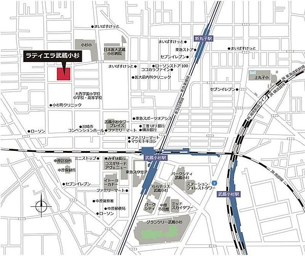 神奈川県川崎市中原区小杉町2丁目(賃貸マンション1LDK・1階・41.27㎡)の写真 その3