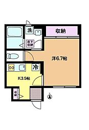 グリーンコート松葉 1Kの間取図画像