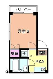 サンヒル 3階1Kの間取り