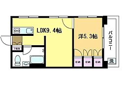 白金武蔵野コーポラス 1LDKの間取図画像