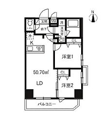 東京メトロ日比谷線 入谷駅 徒歩5分の賃貸マンション 12階2LDKの間取り