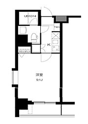 JR山手線 神田駅 徒歩6分の賃貸マンション 9階1Kの間取り