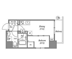 都営新宿線 森下駅 徒歩4分の賃貸マンション 6階1DKの間取り