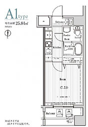 JR常磐線 南千住駅 徒歩7分の賃貸マンション 5階1Kの間取り