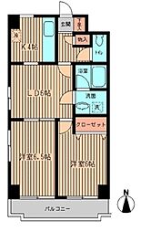 シティハイツ両国 2LDKの間取図画像
