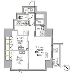 S-RESIDENCE日本橋馬喰町Aere 1SLDKの間取図画像