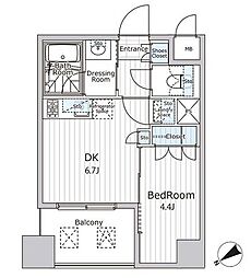 ビエラコート日本橋久松町 1DKの間取図画像