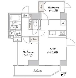 リテラス浅草橋イースト 2LDKの間取図画像