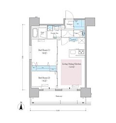 アーバネックス蔵前レジデンス 2LDKの間取図画像