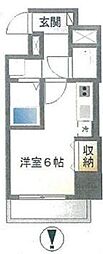 カナンハイム ワンルームの間取図画像