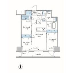 アーバネックス両国レジデンス 3DKの間取図画像