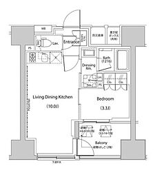 ザ・パークハビオ人形町レジデンス 1LDKの間取図画像