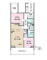 本郷パークハウスザ・プレミアフォート 2LDKの間取図画像