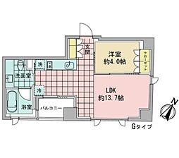 アズ日本橋人形町 1LDKの間取図画像