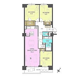京成サンコーポ稲毛1号棟 3LDKの間取図画像