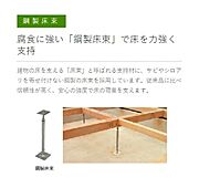 鋼製床束腐食に強い鋼性床束。建物の床を支える床束という支持材に錆やシロアリを寄せ付けない鋼製の床束採用。