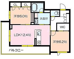 シャーメゾンパークイースト 2LDKの間取図画像