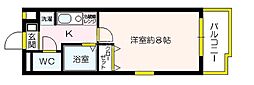 レジデンス城東 1Kの間取図画像