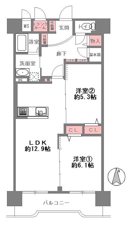 2LDK 間取り