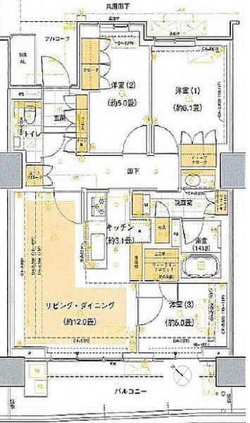 晴海フラッグ サンビレッジ B棟（HARUMI FLAG） 1121｜東京都中央区晴海５丁目(賃貸マンション3LDK・11階・76.45㎡)の写真 その2